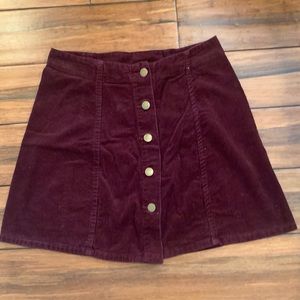 Maroon corduroy button skirt